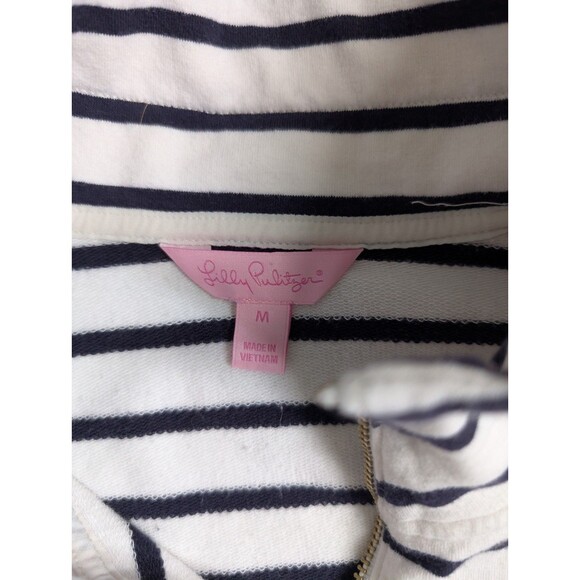 Lilly Pulitzer Women’s Skipper White Navy Coastal Stripe Dress Pockets M $158 - Picture 2 of 5